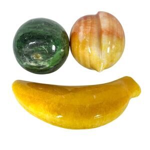 Marble Fruit Green Pear Yellow Banana Orange Peach-Set of 3